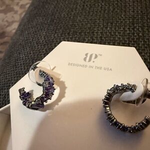 Stylish Purple Crystal Hoop Earrings